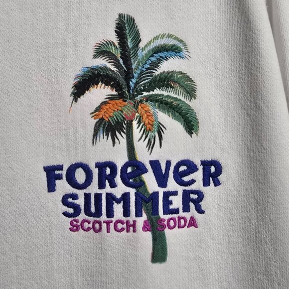 Scotch & Soda Amsterdam FOREVER SUMMER Embroidered Sweatshirt - White - Sz M* - Picture 3 of 5